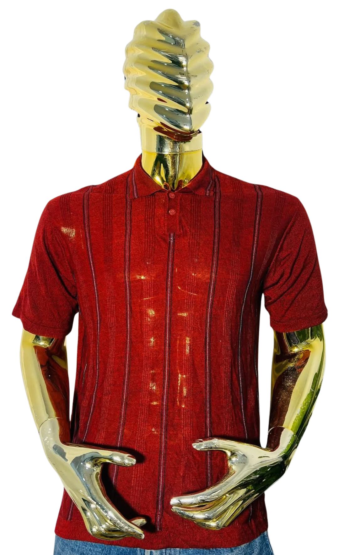 Wine red textured polo shirt- M-L Fit