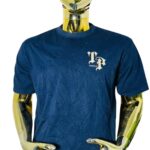 Mannequin wearing dark blue short-sleeved T-shirt with white ‘weesav’ logo on left chest; fits size Large, chest 42–44 inches, neck 16–17 inches